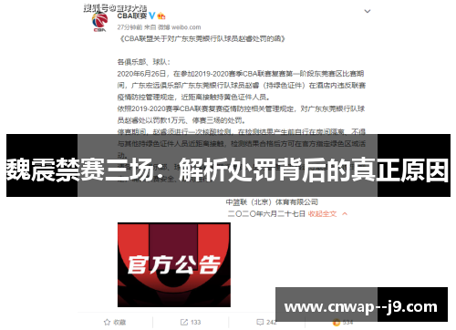 魏震禁赛三场：解析处罚背后的真正原因